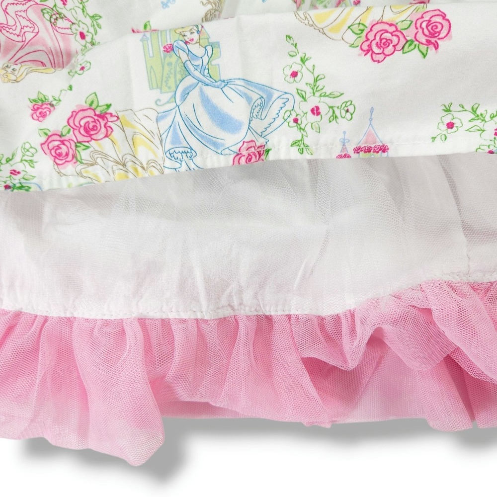 Disney Princess Girls Floral Tulle Party Dress Pink Sash White 4T Cottagecore - Picture 3 of 7